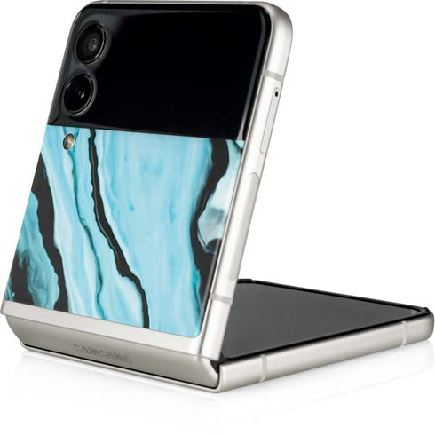 Aqua Blue Marble Ink Galaxy Z Flip4 5G Skin